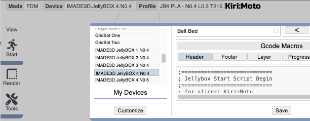 Kiri:Moto JellyBOX Device Selection